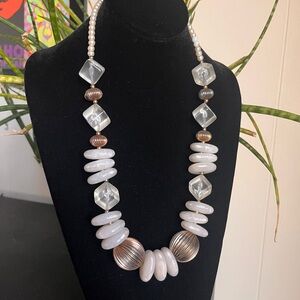 Vintage 80s Beaded Statement Necklace - Mixed Materials
